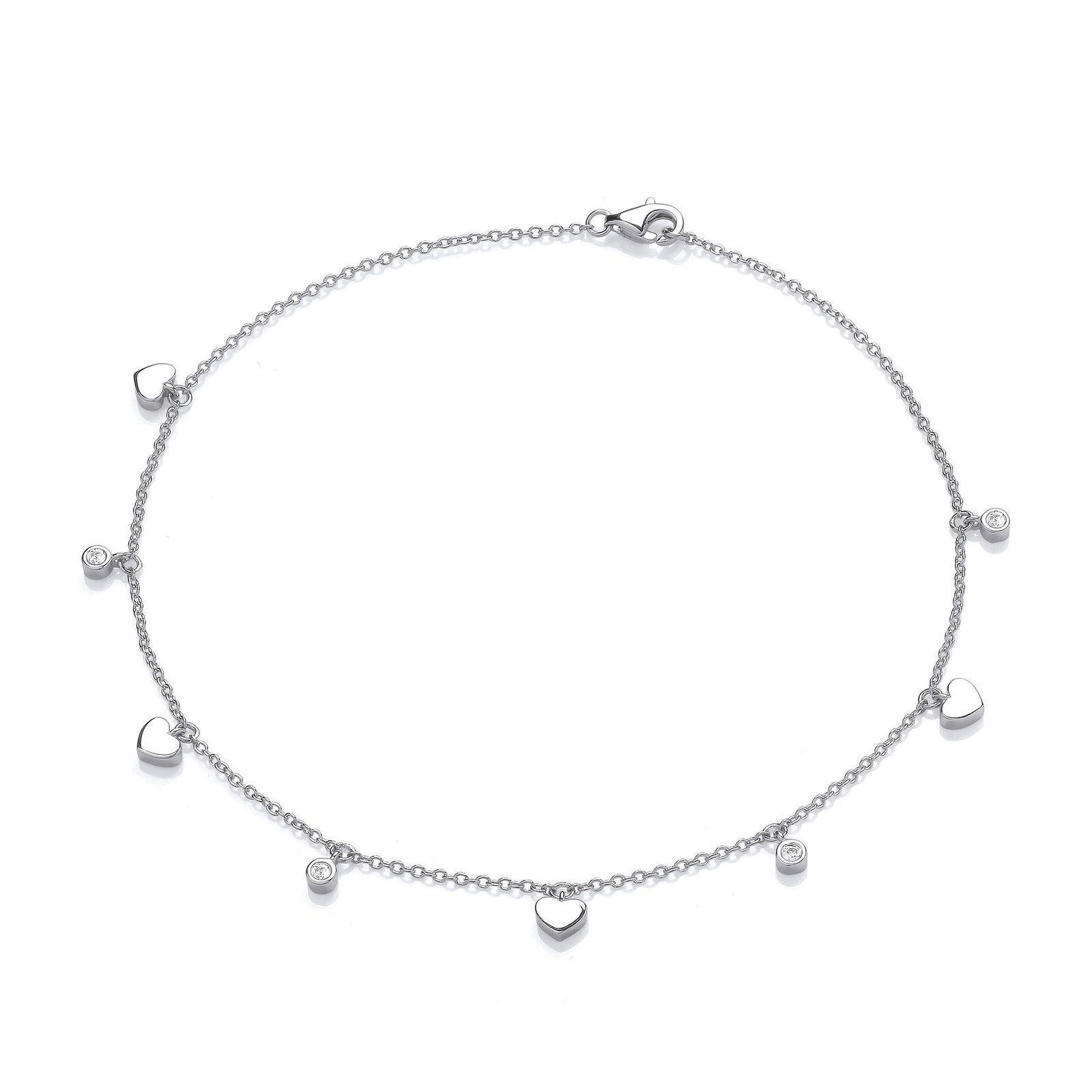 Silver Hearts and Round Cubic Zirconia's Ladies Anklet - Luxury Watch - Certified Authentic – Luxury Watch by Imperial
